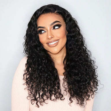 Loose Water Wave 13X4 Frontal HD Lace Side Part Long Wig 100% Human Hair- US Only