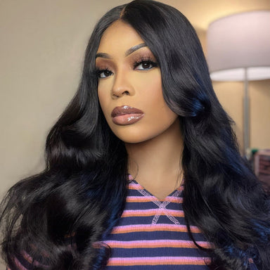 Natural Black Loose Wave Minimalist HD Lace Glueless Long Wig with Bangs - US Only