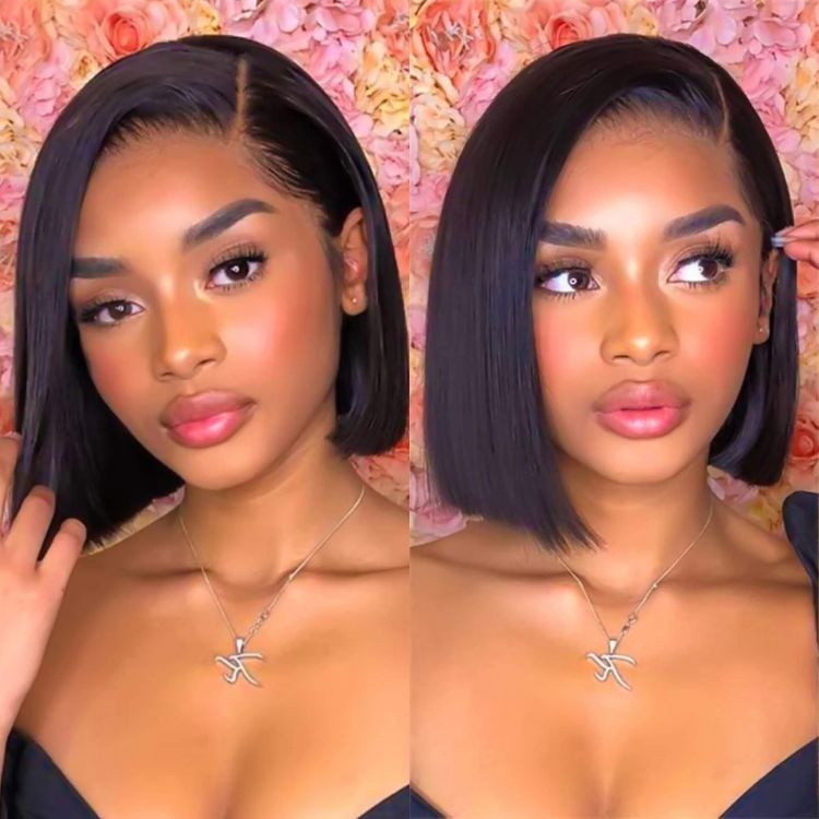 Asymmetric Bob Minimalist HD Lace Glueless C Part Short Wig 100% Human Hair - US Only