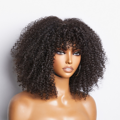 Melted Hair Natural Black Jerry Curl Wig Glueless Minimalist Lace Wig