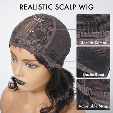 Melted Hair Natural Black Jerry Curl Wig Glueless Minimalist Lace Wig