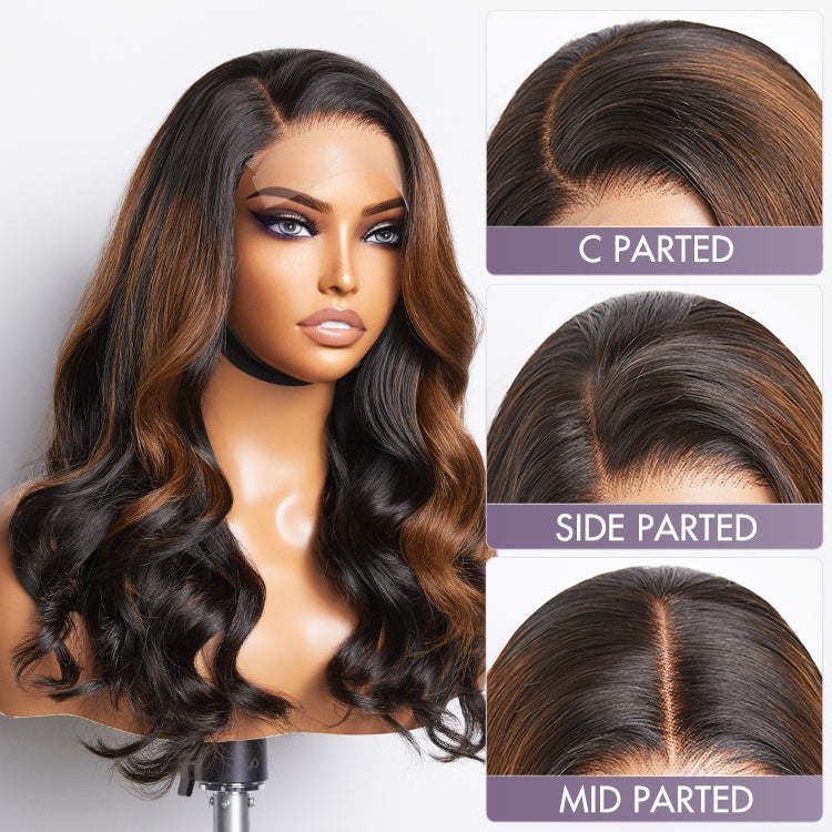 Melted Hair 180% Density | Trendy Brown with Black Peekaboo Loose Wave Glueless 5x5 Closure Lace Wig - US Only
