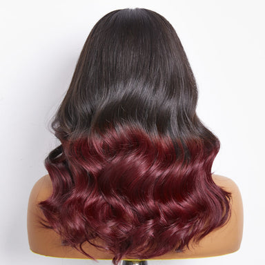 Dark Red Highlight Loose Wave Glueless 5x5 Closure HD Lace Wig | Large & Small Cap Size