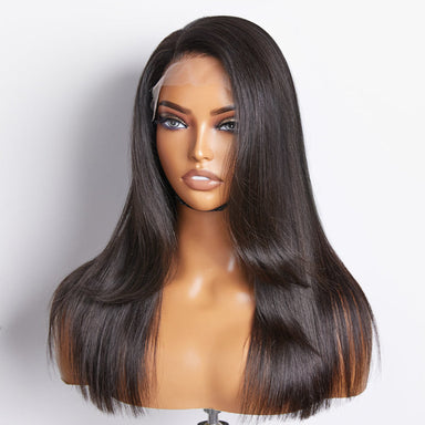 Layered Bangs Silky Straight Glueless 5x5 Closure HD Lace Wig