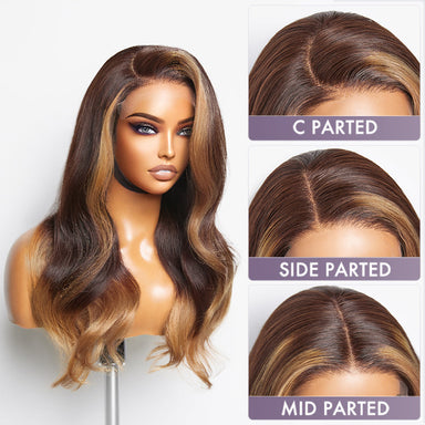 Blonde Ombre Highlights Loose Wave Glueless 5x5 Closure HD Lace Wig | Large & Small Cap Size