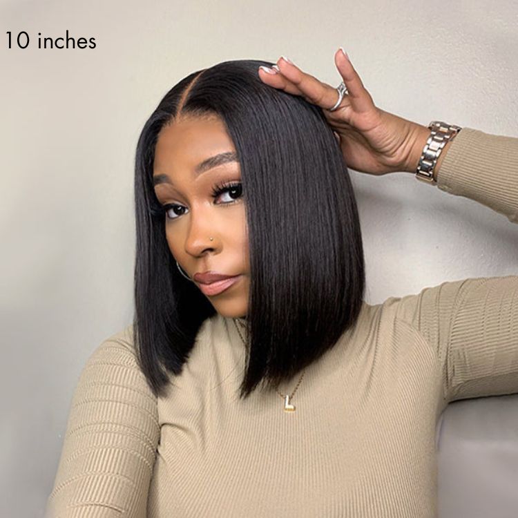Exclusive Discount | Halo Hair Style Hair Beginner Friendly Glueless Silky Blunt Cut 4x4 Closure Bob Wig | Upgraded 2.0