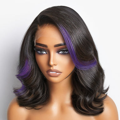 Purple Highlights Loose Wave Glueless 5x5 Closure HD Lace Wig | Large & Small Cap Size