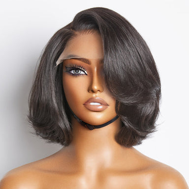 Melted Hair Natural Black Short Cut / Bob Wig Glueless 5x5 Closure Wig – Style 0282