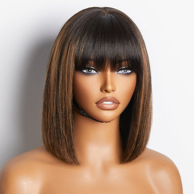 Melted Hair 100% Natural Black Yaki Straight Wig Glueless Minimalist Lace Wig – Style 5418