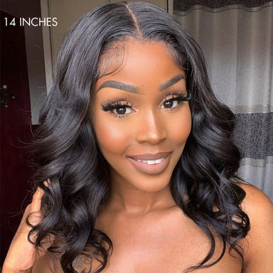 Halo Hair Style Hair 180% Density | Natural Black Loose Body Wave 5x5 Closure HD Lace Glueless Mid Part Long Wig | Large & Small Cap Size - US Only