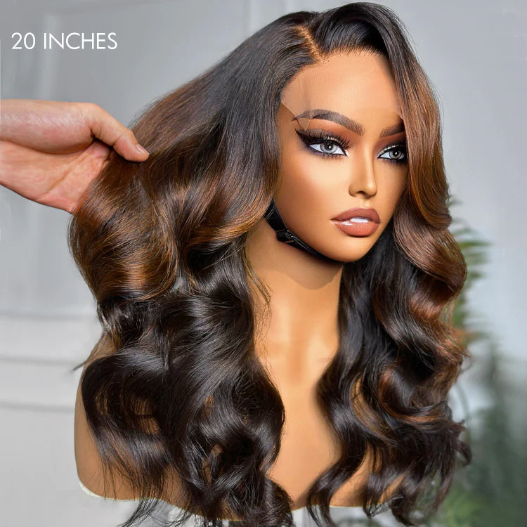 Melted Hair 180% Density | Trendy Brown with Black Peekaboo Loose Wave Glueless 5x5 Closure Lace Wig - US Only