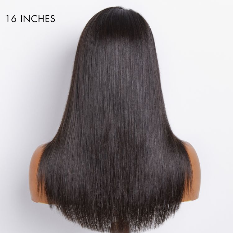 Layered Bangs Silky Straight Glueless 5x5 Closure HD Lace Wig