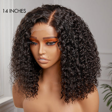 Full Kinky Curly 5x5 Closure HD Lace Glueless Side Part Neck Length Wig 100% Human Hair - US Only