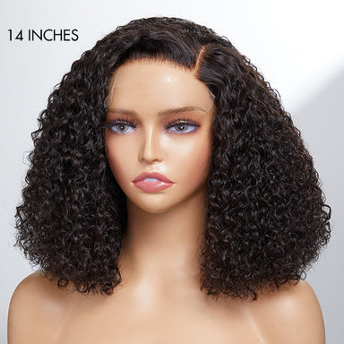 Full Kinky Curly 5x5 Closure HD Lace Glueless Side Part Neck Length Wig 100% Human Hair - US Only