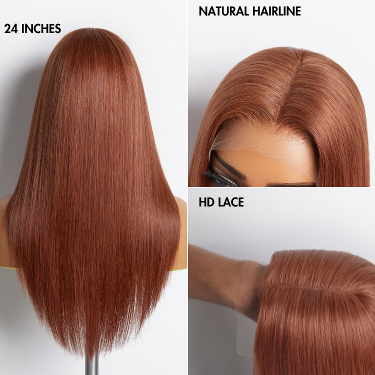 Cinnamon Brown Loose Wave / Straight / Straight Layer Glueless 5x5 Closure HD Lace Wig- US ONLY