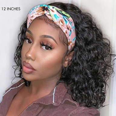 Natural Black Loose Deep Wave Glueless Headband Wig 100% Human Hair (Get Free Trendy Headbands) - US Only