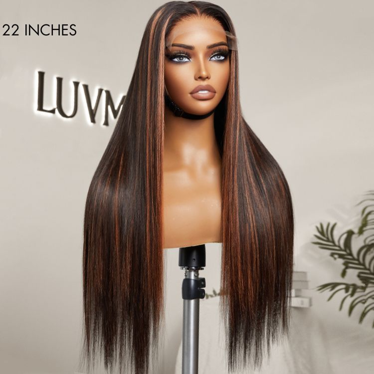 Classic Copper Ombre Highlights Silky Straight Glueless 5x5 Closure Lace Wig - US Only