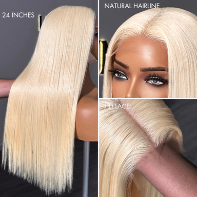 Melted Hair 180% 613 Blonde Silky Straight Wig Glueless 5x5 Closure Pre-Cut Lace Wig