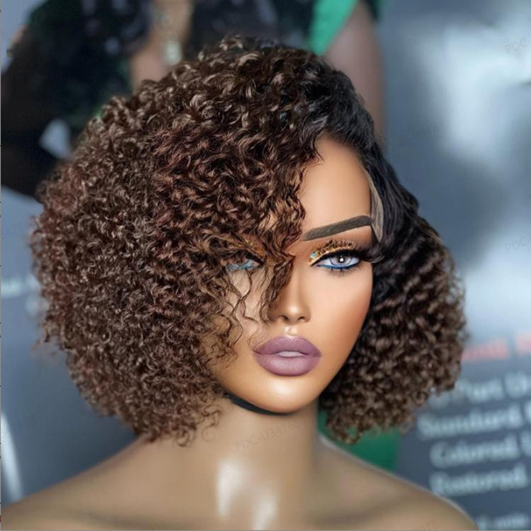 Melted Hair 100% Natural Black Wavy / Curly Bob Wig Glueless Wig – Style 2314