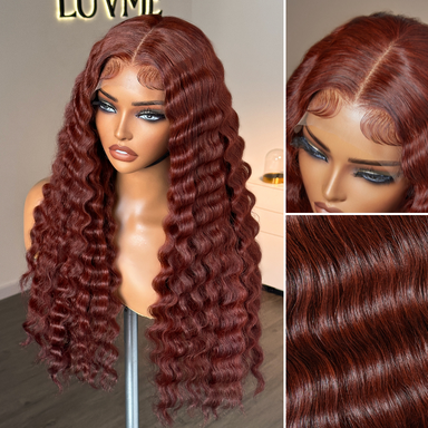Retro Trends Dark Reddish Brown Ocean Wave Glueless 5x5 Closure Lace Long Wig  - US Only
