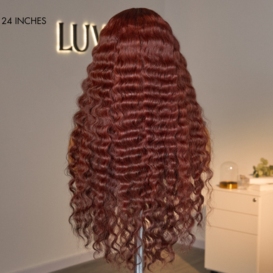 Retro Trends Dark Reddish Brown Ocean Wave Glueless 5x5 Closure Lace Long Wig  - US Only