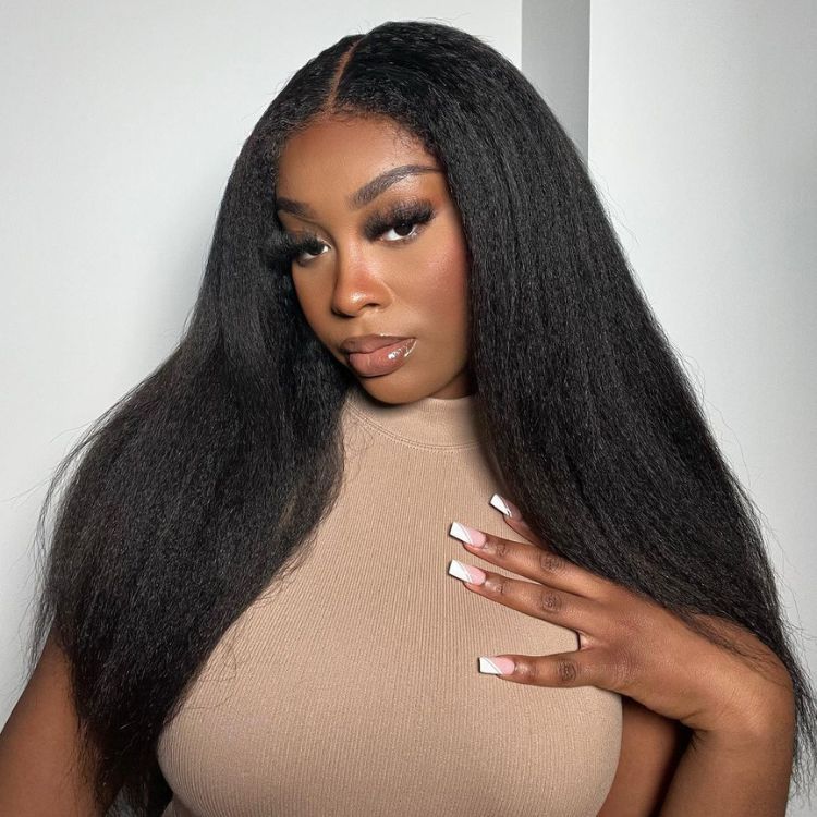 Melted Hair 100% Natural Black Kinky Straight Wig U Part Wig