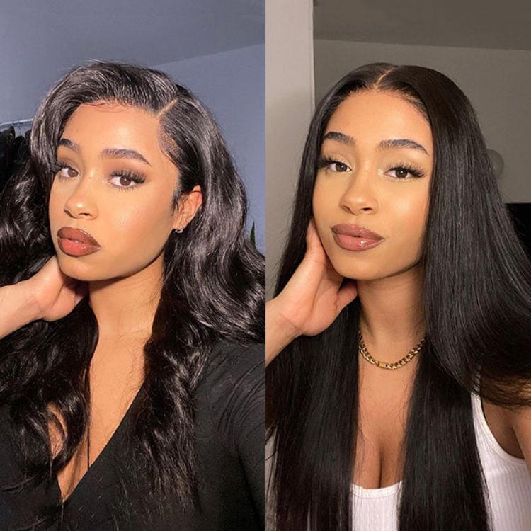 New Customers Only | PreMax Wigs - Halo Hair Style Hair Body Wave / Straight Glueless 13x4 Frontal Lace Long Wig Pre-Cut Lace