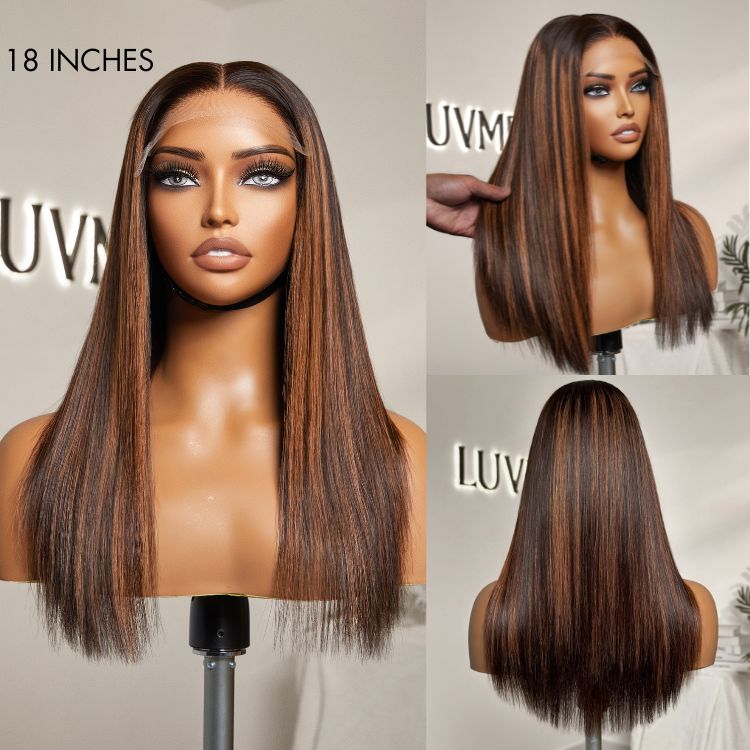 Classic Copper Ombre Highlights Silky Straight Glueless 5x5 Closure Lace Wig - US Only