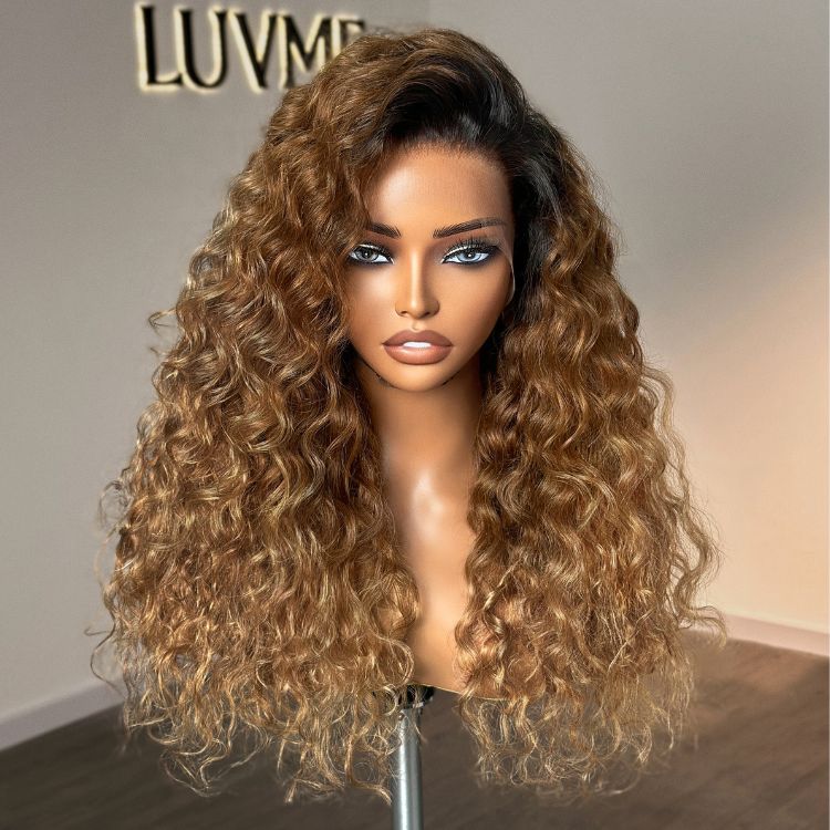 Sun-kissed Ombre Blonde Water Wave Glueless 13x4 Frontal Lace Wig Free Part - US Only