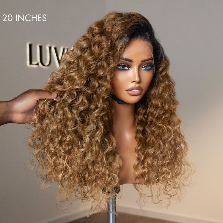 Sun-kissed Ombre Blonde Water Wave Glueless 13x4 Frontal Lace Wig Free Part - US Only