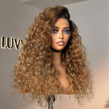 Sun-kissed Ombre Blonde Water Wave Glueless 13x4 Frontal Lace Wig Free Part - US Only