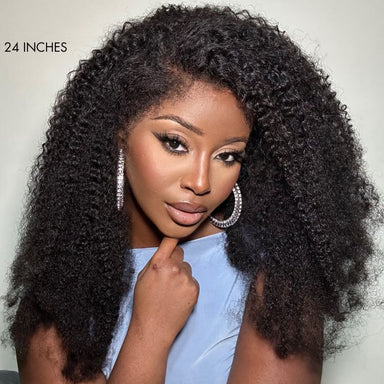 4C Edges | Realistic Kinky Edges Afro Curly Glueless Long Wig 100% Human Hair -US Only