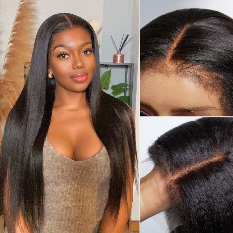 4C Edges | Natural Yaki Straight Glueless Free Parting 13x4 Frontal HD Lace Wig - US Only