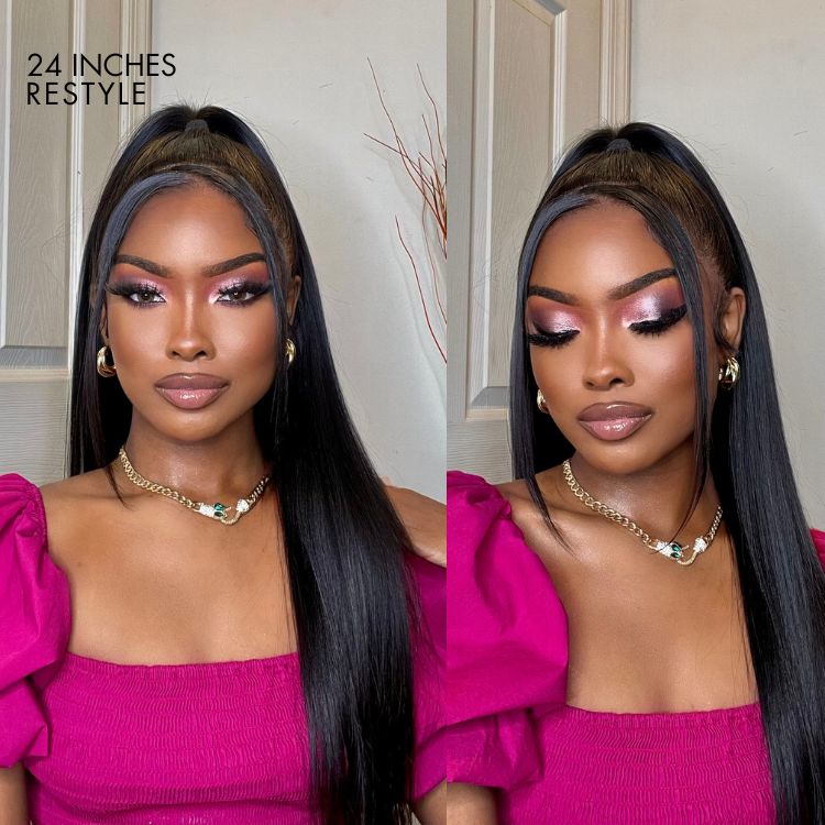 Halo Hair Style Hair 180% Density | Silky Straight 13x4 Frontal HD Lace Glueless Long Wig 100% Human Hair - US Only