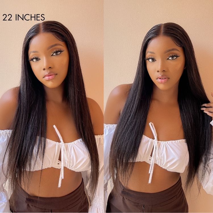 Melted Hair 100% Natural Black Straight Wig Glueless 4x4 Closure Wig – Style 5130