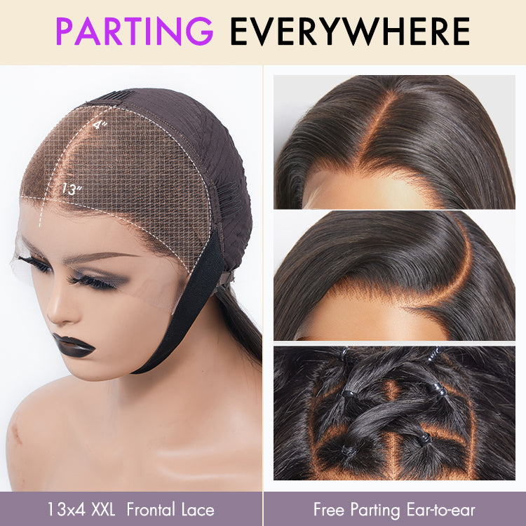 PRE MAX - Layer Cut Super Natural Hairline Silky Straight Glueless 13x4 Frontal Lace Wig Human Hair Pre-Cut Lace