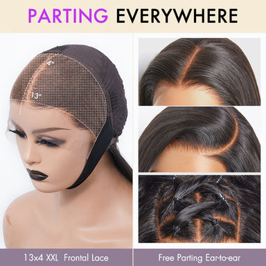 PRE MAX - Layer Cut Super Natural Hairline Silky Straight Glueless 13x4 Frontal Lace Wig Human Hair Pre-Cut Lace