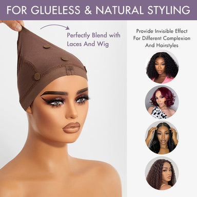 2pcs Halo Hair Style Reusable Non-Slip Wig Cap, Wig Gripper for Keeping Wigs Lace Front in Place