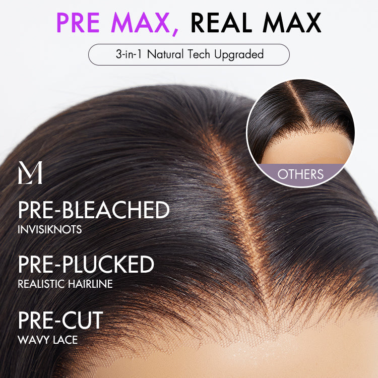 New Customers Only | PreMax Wigs | Super Natural Hairline Silky Blunt Cut Bob Glueless 13x4 Frontal Lace Human Hair Short Wig Pre-Cut Lace