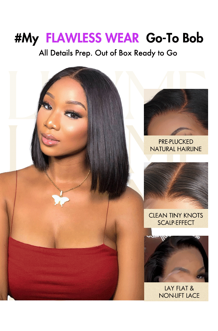 Weekly Special | Melted Hair Beginner Friendly Glueless Silky Blunt Cut 4x4 Closure Bob Wig 100% Human Hair | Upgraded 2.0-13