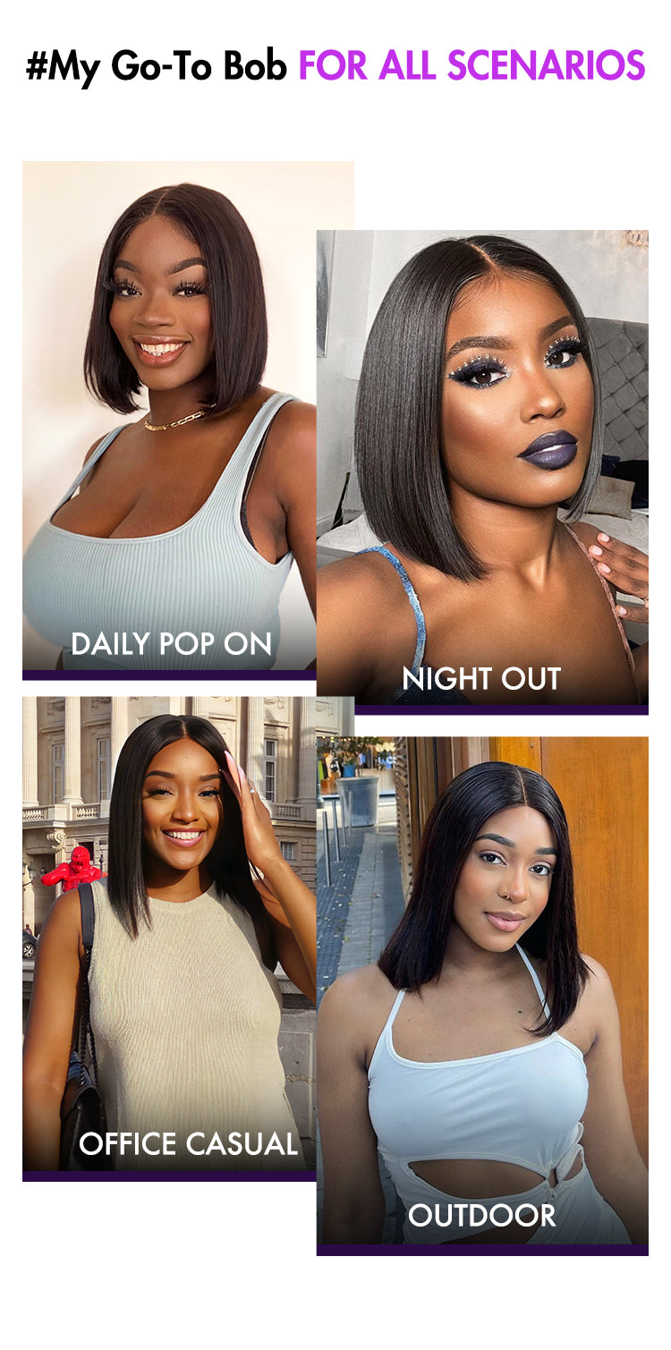 Exclusive Discount | Melted Hair Beginner Friendly Glueless Silky Blunt Cut 4x4 Closure Bob Wig | Upgraded 2.0-16