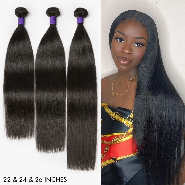 Melted Hair 100% Natural Black Straight Hair Bundles – Style 1258