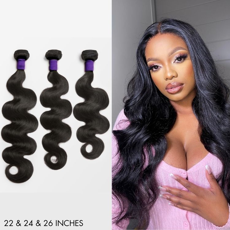 Melted Hair 100% Natural Black Body Wave Hair Bundles – Style 1498