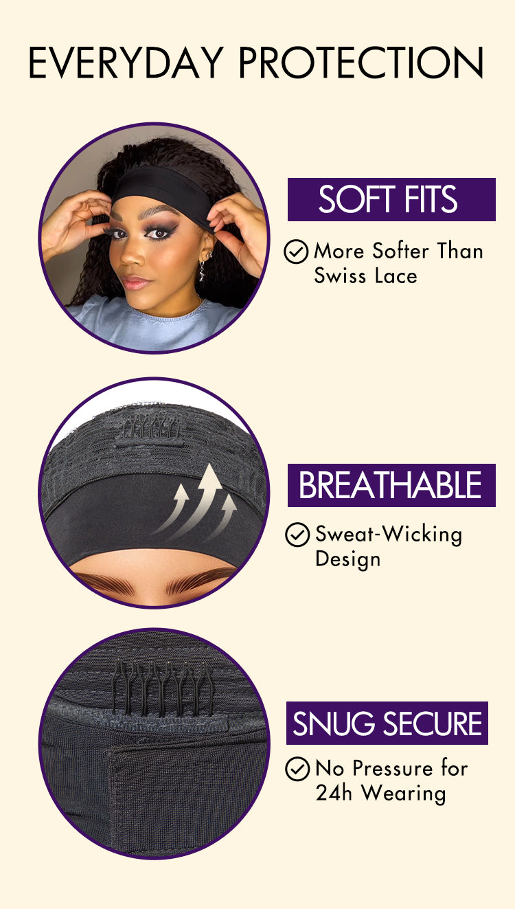 Throw On & Go | Affordable Headband Bob Wig 100% Human Hair (Get 2 Free Trendy Headbands)-02