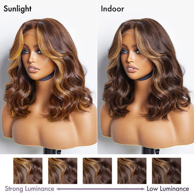 Face-Framing Brown Highlights Loose Wave Glueless 5x5 Closure HD Lace Wig - US Only