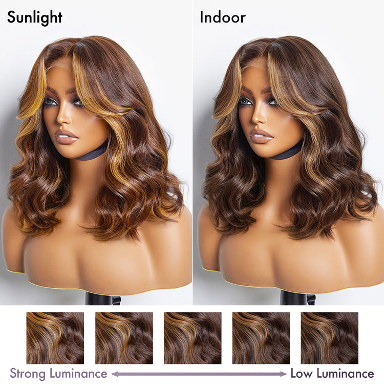 Face-Framing Brown Highlights Loose Wave Glueless 5x5 Closure HD Lace Wig - US Only