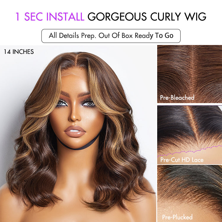 Face-Framing Brown Highlights Loose Wave Glueless 5x5 Closure HD Lace Wig - US Only
