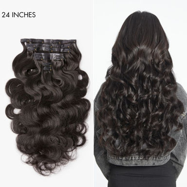 Melted Hair Natural Black Body Wave Clip-In Extensions – Style 5162