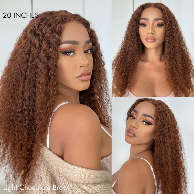 Melted Hair 100% Brown Curly Wig Glueless 5x5 Closure Wig