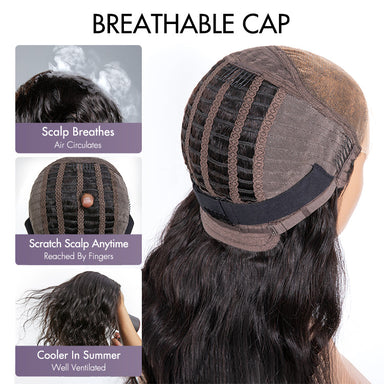 Go Natural Ease | Breathable Cap Natural Bouncy Fluffy Jerry Curl Glueless 5x5 Closure Lace Wig - US Only
